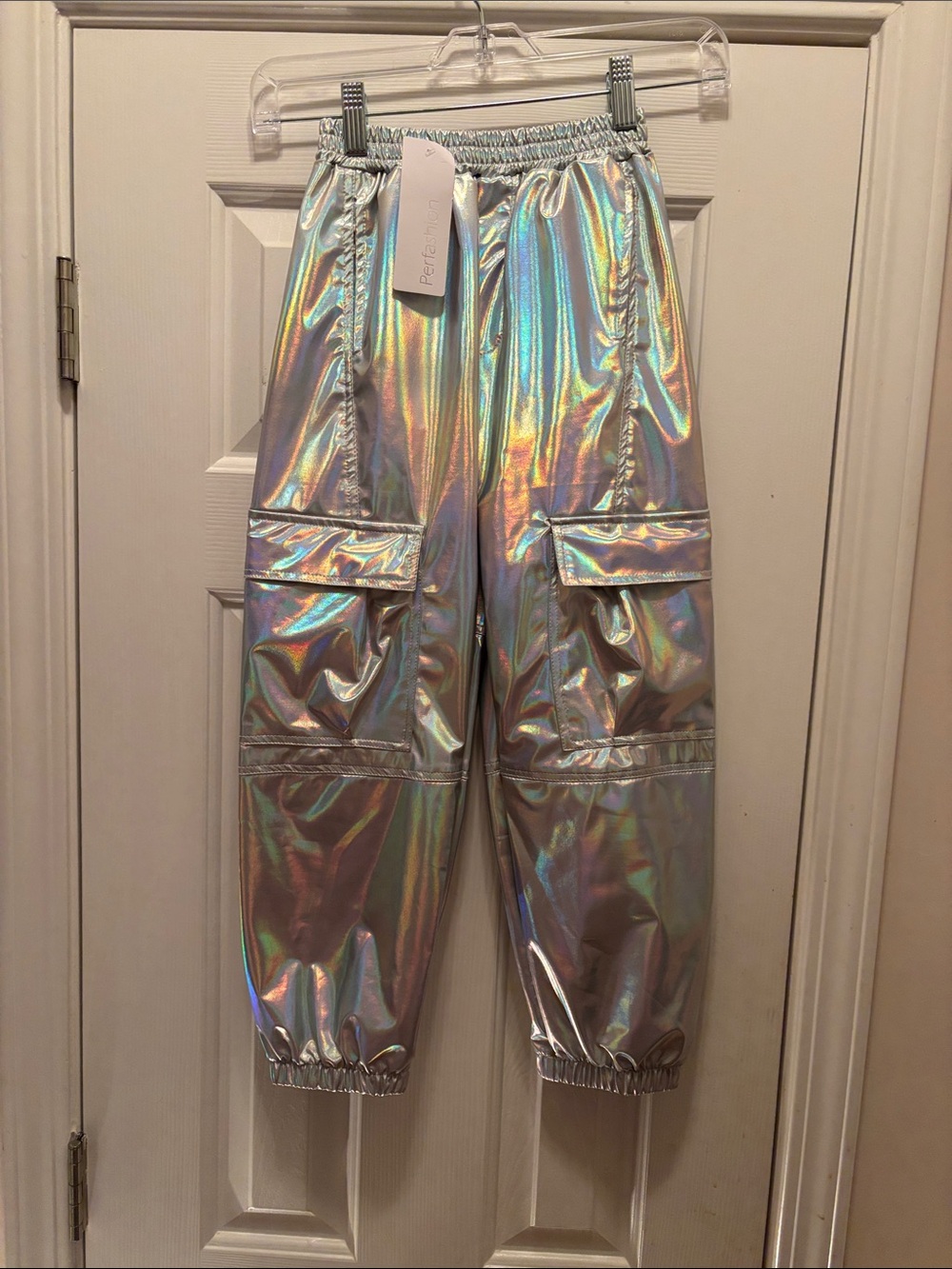 NWT Perfashion Kids Iridescent Silver Cargo Joggers